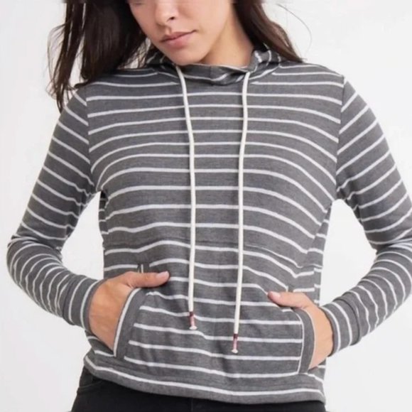 Marine Layer Tops - Marine Layer Double Knit Stripe Long Sleeve Hoodie